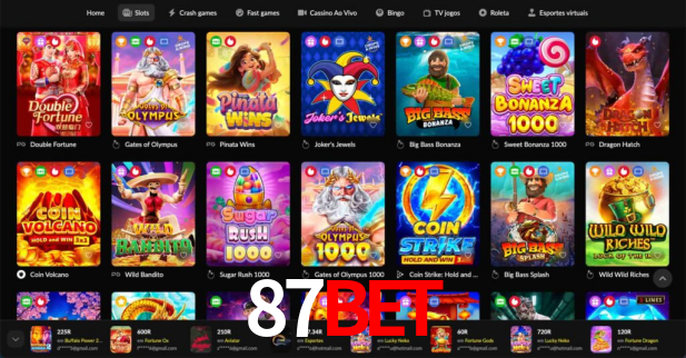 Interface do App 87bet